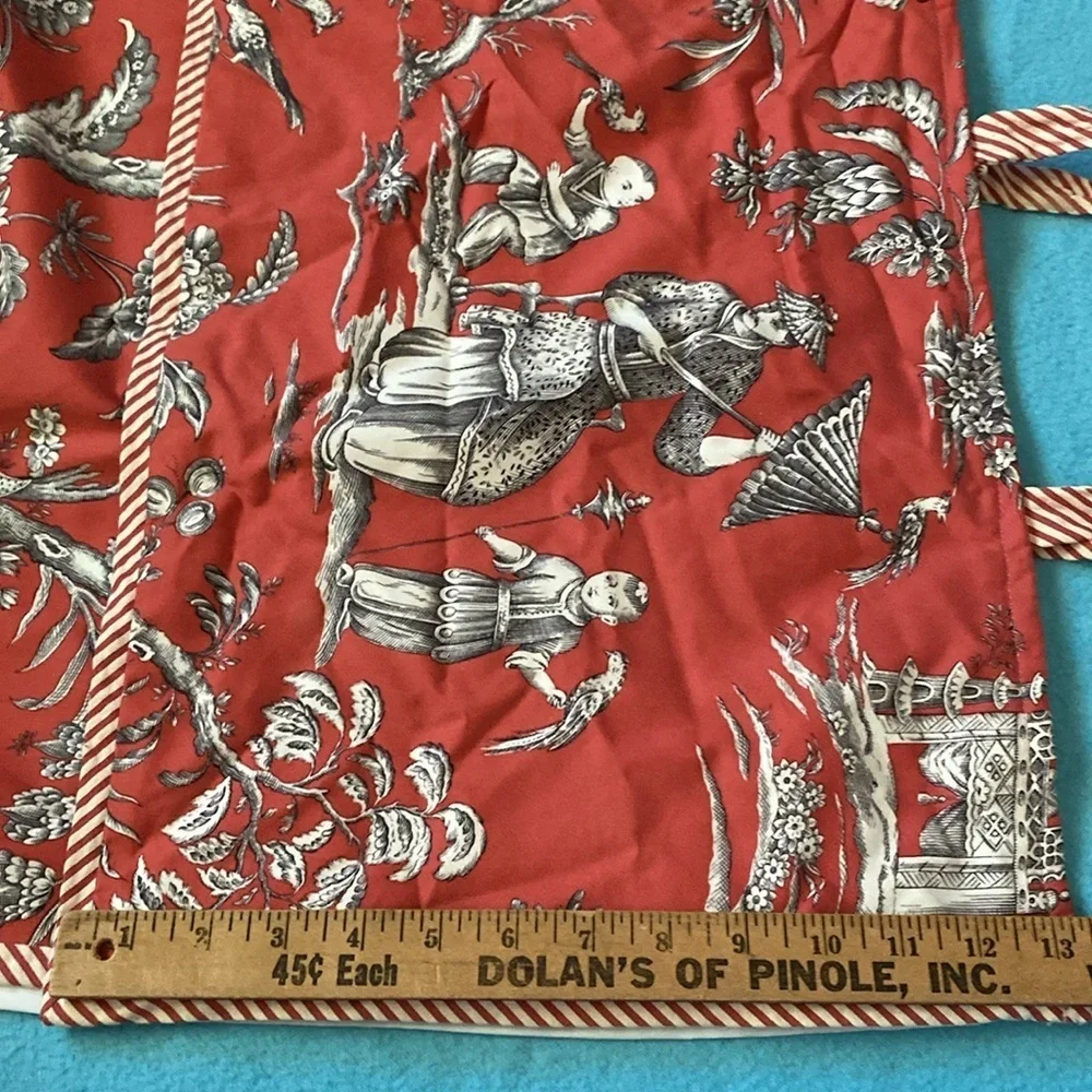 SHOWER CURTAIN Toile chinoiserie print fabric removable lining SZ 53” W X 78” L